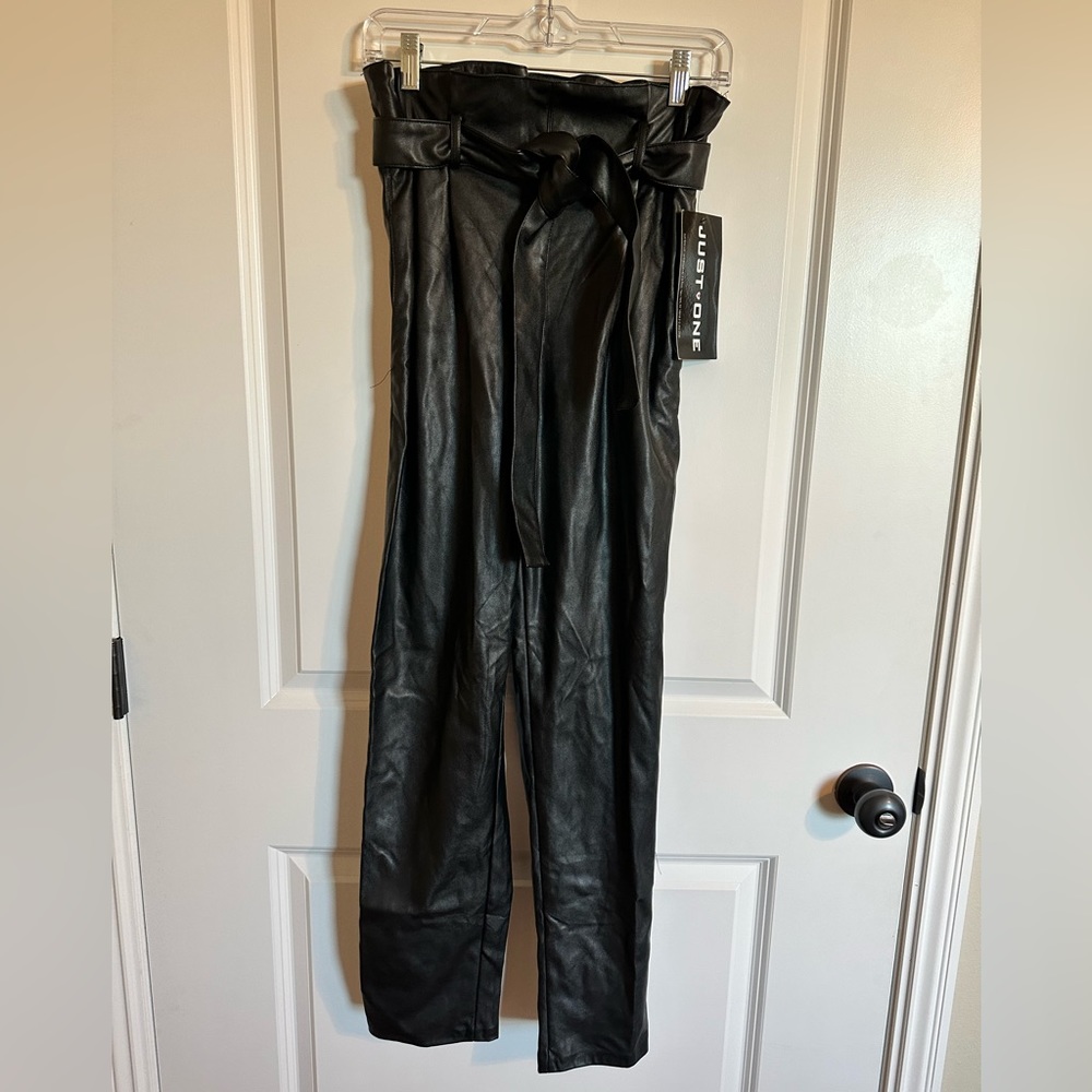 NWT Just One Faux Leather Black Pants Medium